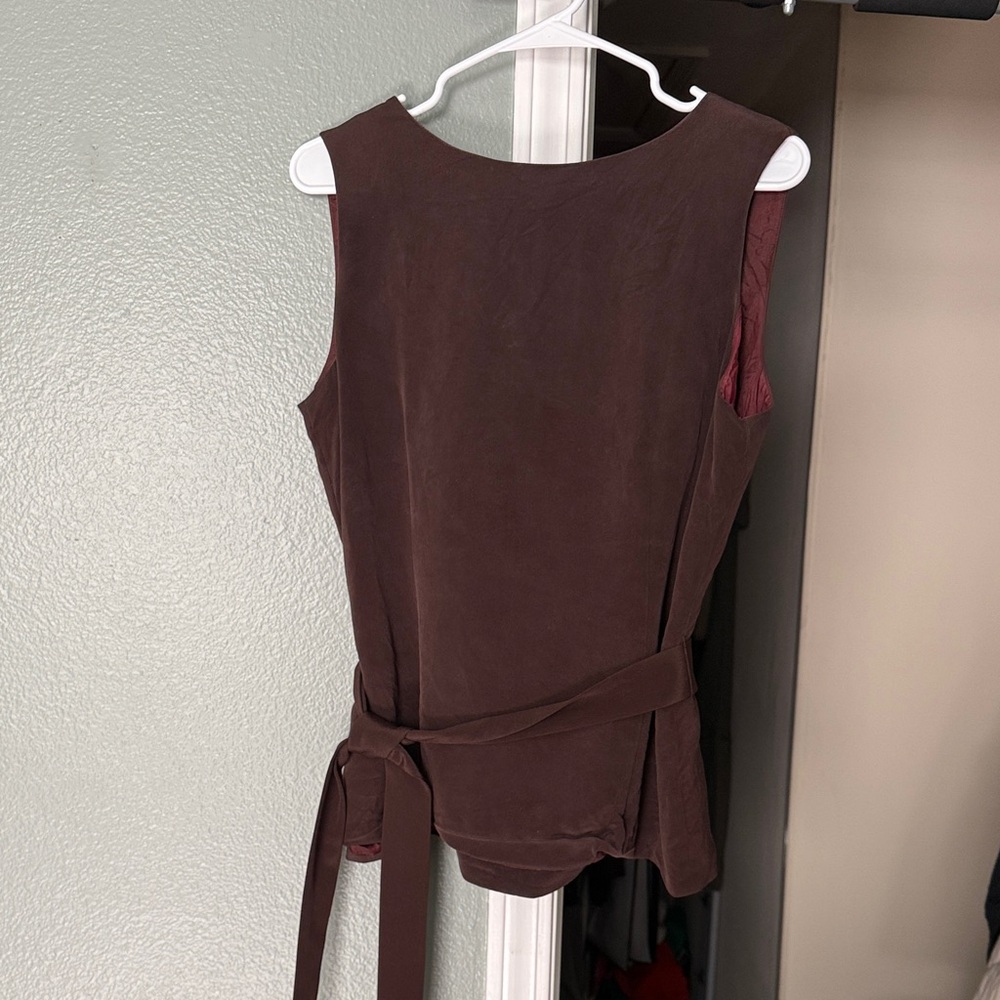 Talbots Brown Sleeveless Belted Top